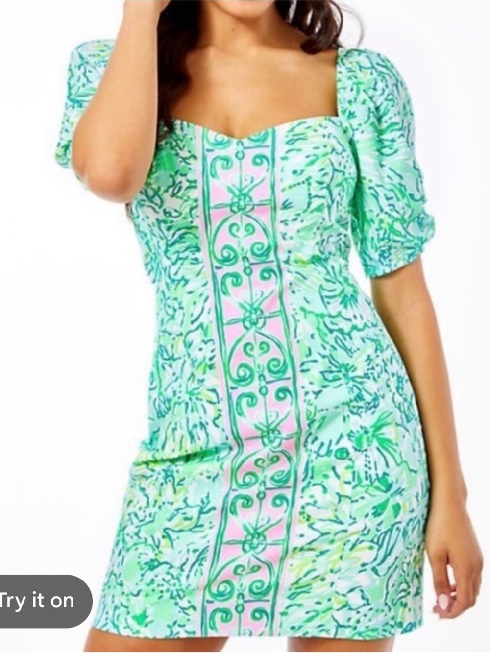 Green and Pink Floral Dress